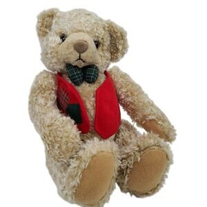 Hallmark Vintage Tyler Teddy Bear Christmas Plush 1995 Holiday Red Vest Bowtie